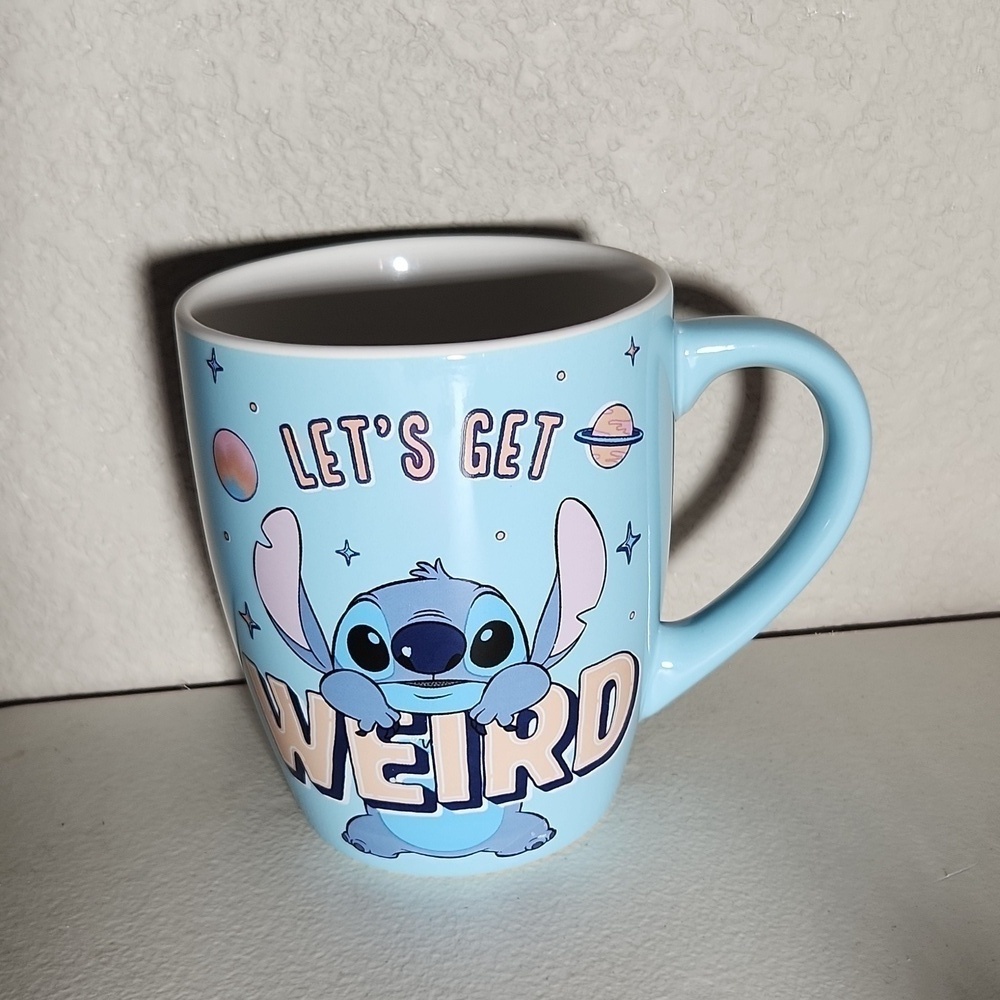 Disney Coffee Mug Stitch Let’s Get Weird Large Stitch 25 ounces Ceramic Cup NEW
